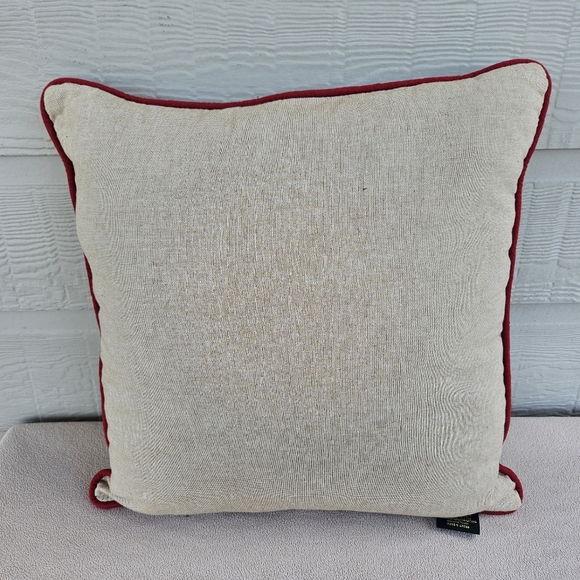 Nanette Lepore Beige Red Tis The Season Holiday Christmas Decorative Pillow 17" - Picture 2 of 12